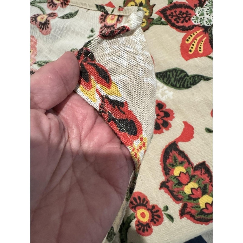 VTG Queen Bedspread Flower‎ Power Paisley Floral Bed Cover 106x90" Linen Texture - Picture 5 of 9
